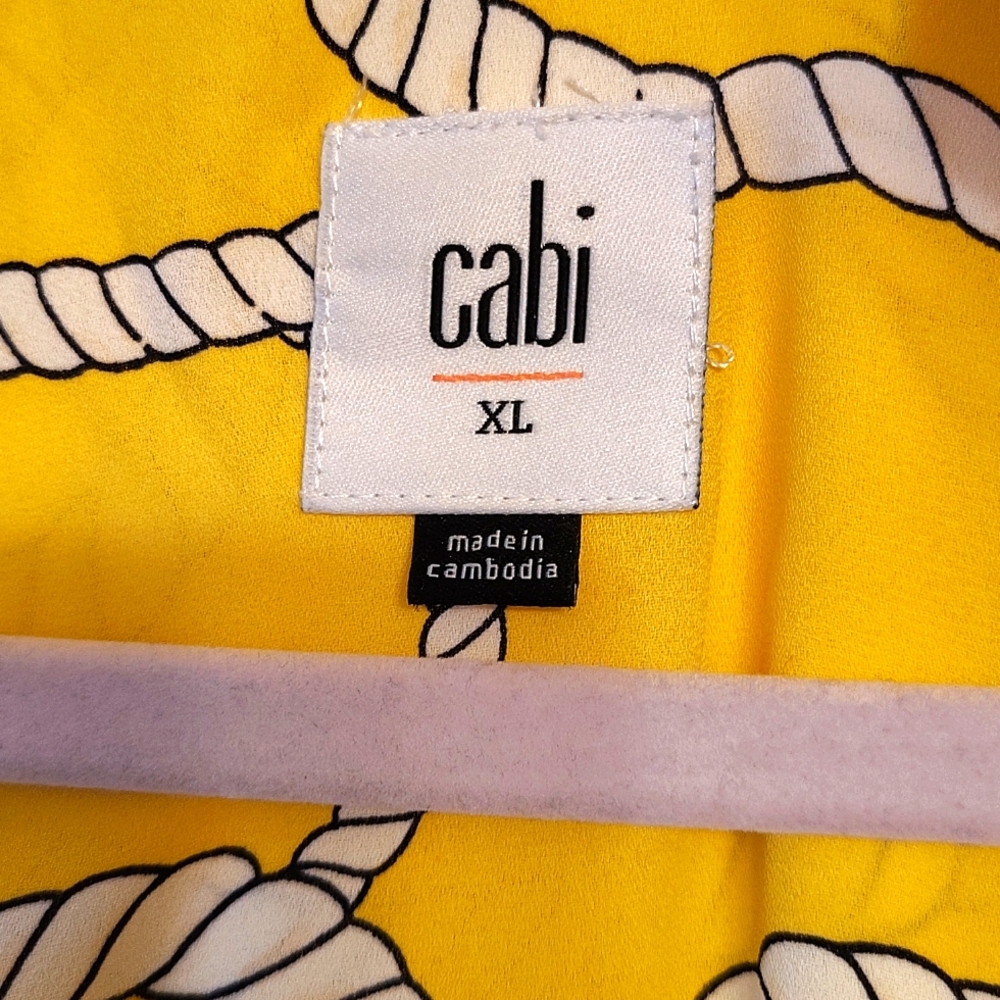 Cabi Reef Knot Women's Nautical Long Sleeve V-Neck Vibrant Blouse Size XL
